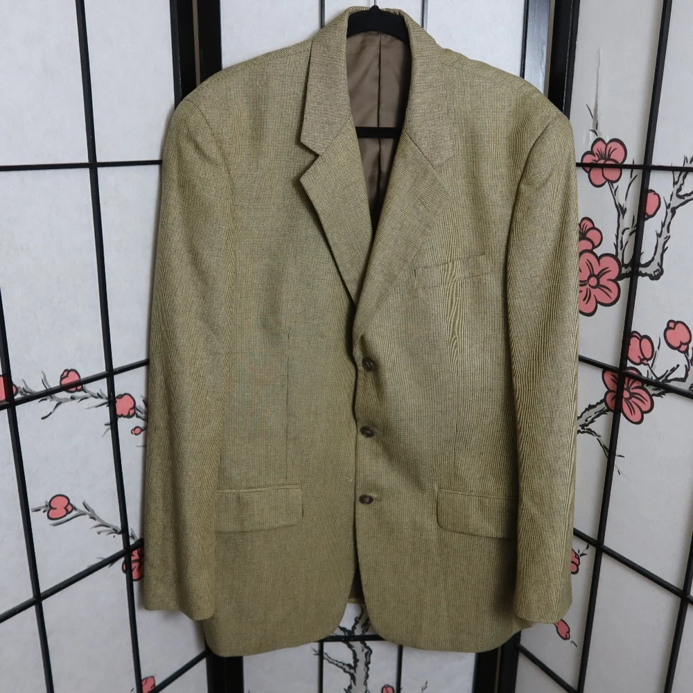 Vintage Club Room Olive Wool Silk Blend Blazer Sports Coat 44R